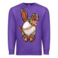 Purple Baseball Easter Bunny Premium Sweatshirt - BundleAndBundleShop