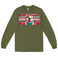 English Bulldog Floral License Plate Long Sleeve Tee | Teevron