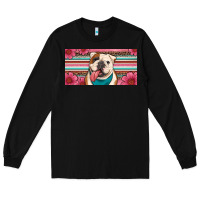 Black english bulldog floral license plate Long Sleeve Tee - Artiststas