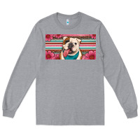 Heather Grey english bulldog floral license plate Long Sleeve Tee - Artiststas