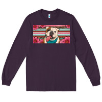 Plum english bulldog floral license plate Long Sleeve Tee - Artiststas