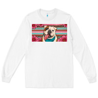 White english bulldog floral license plate Long Sleeve Tee - Artiststas