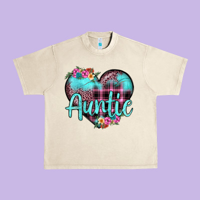 Auntie Leopard Turquoise Heart Urban Heavy Tee Designed By Jahusdesignshop