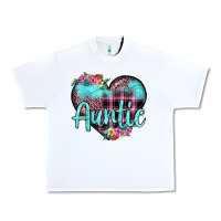 White auntie leopard turquoise heart Urban Heavy Tee - JahusDesignShop