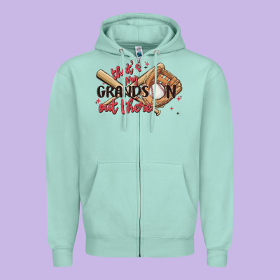 That's My Grandson Out There Zipper Hoodie Designed By Maliassmallbusiness