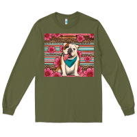 Army Green british bulldog floral serape Long Sleeve Tee - Artiststas