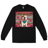 Black british bulldog floral serape Long Sleeve Tee - Artiststas