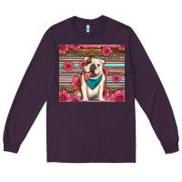 Plum british bulldog floral serape Long Sleeve Tee - Artiststas