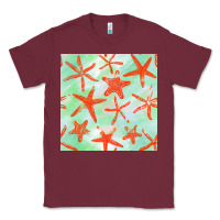 Burgundy starfish seamless pattern Classic Tee - BundleAndBundleShop