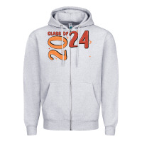 Heather Grey custom class of 2024 name of school font  super sn Zipper Hoodie - MaliasSmallBusiness