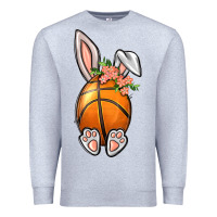 Heather Grey Basketball Easter Bunny Premium Sweatshirt - BundleAndBundleShop