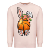 Pale Pink Basketball Easter Bunny Premium Sweatshirt - BundleAndBundleShop