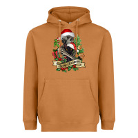 Meerkat Merry Christmas skeleton with black cat Heavyweight Hoodie - NancyCooperArtShop