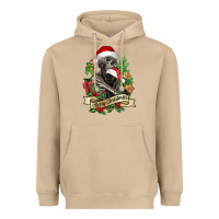 Mushroom Merry Christmas skeleton with black cat Heavyweight Hoodie - NancyCooperArtShop