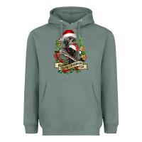 Sage Merry Christmas skeleton with black cat Heavyweight Hoodie - NancyCooperArtShop