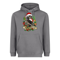 Merry Christmas Skeleton With Black Cat Heavyweight Hoodie | Teevron