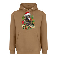 Toasted Coconut Merry Christmas skeleton with black cat Heavyweight Hoodie - NancyCooperArtShop