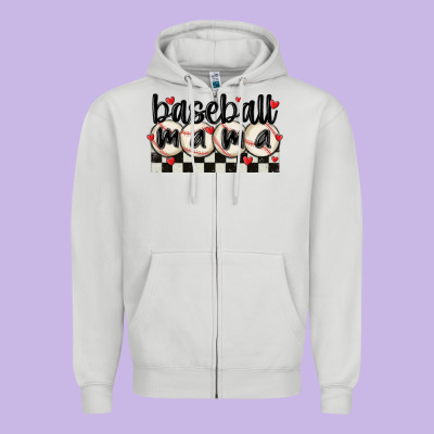Baseball Mama Zipper Hoodie Designed By Maliassmallbusiness