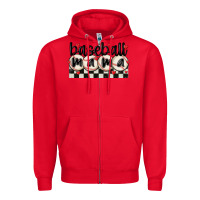 Red baseball mama Zipper Hoodie - MaliasSmallBusiness