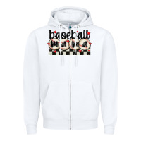 White baseball mama Zipper Hoodie - MaliasSmallBusiness