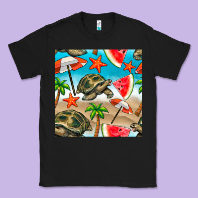 Tortoise Watermelon Beach Seamless Pattern Classic Tee Designed By Bundleandbundleshop