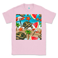Bubblegum Pink tortoise watermelon beach seamless pattern Classic Tee - BundleAndBundleShop