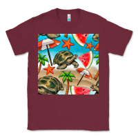 Burgundy tortoise watermelon beach seamless pattern Classic Tee - BundleAndBundleShop