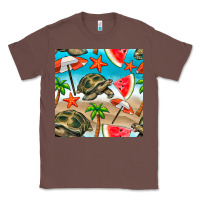 Chestnut tortoise watermelon beach seamless pattern Classic Tee - BundleAndBundleShop