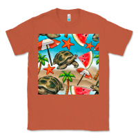 Copper tortoise watermelon beach seamless pattern Classic Tee - BundleAndBundleShop