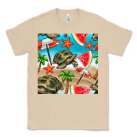 Mushroom tortoise watermelon beach seamless pattern Classic Tee - BundleAndBundleShop
