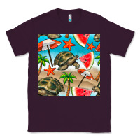 Plum tortoise watermelon beach seamless pattern Classic Tee - BundleAndBundleShop