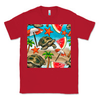 Red tortoise watermelon beach seamless pattern Classic Tee - BundleAndBundleShop