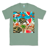 Sage tortoise watermelon beach seamless pattern Classic Tee - BundleAndBundleShop