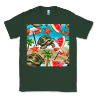 Sports Green tortoise watermelon beach seamless pattern Classic Tee - BundleAndBundleShop