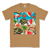 Toasted Coconut tortoise watermelon beach seamless pattern Classic Tee - BundleAndBundleShop
