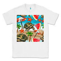 White tortoise watermelon beach seamless pattern Classic Tee - BundleAndBundleShop