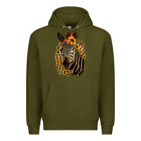 Army Green Zebra With Sunflowers Premium Hoodie - Bettercallsaul
