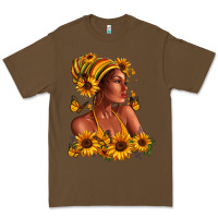 Cacao Afro American woman sunflowers Premium Tee - RanaPortraitStore