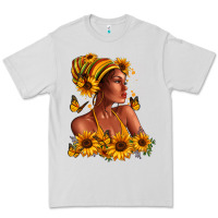 Dove Grey Afro American woman sunflowers Premium Tee - RanaPortraitStore