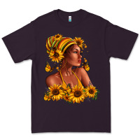Plum Afro American woman sunflowers Premium Tee - RanaPortraitStore