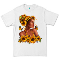 White Afro American woman sunflowers Premium Tee - RanaPortraitStore