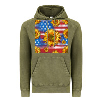 Vintage Olive sunflowers american flag seamless pattern Vintage Hoodie - HRA Design Shop