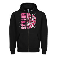 Black senior 2024 pink cheer Zipper Hoodie - MaliasSmallBusiness