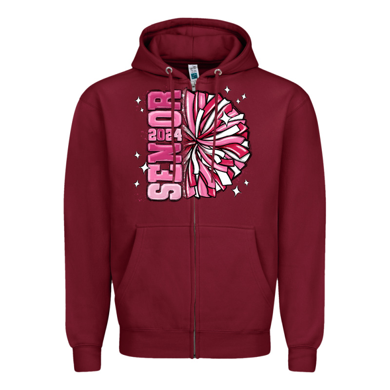 Senior 2024 Pink Cheer Zipper Hoodie by MaliasSmallBusiness | Teevron