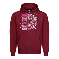 Burgundy senior 2024 pink cheer Zipper Hoodie - MaliasSmallBusiness