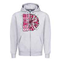 Heather Grey senior 2024 pink cheer Zipper Hoodie - MaliasSmallBusiness