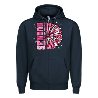 Navy senior 2024 pink cheer Zipper Hoodie - MaliasSmallBusiness