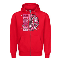 Red senior 2024 pink cheer Zipper Hoodie - MaliasSmallBusiness