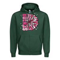 Sports Green senior 2024 pink cheer Zipper Hoodie - MaliasSmallBusiness