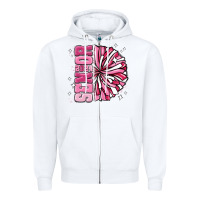 White senior 2024 pink cheer Zipper Hoodie - MaliasSmallBusiness